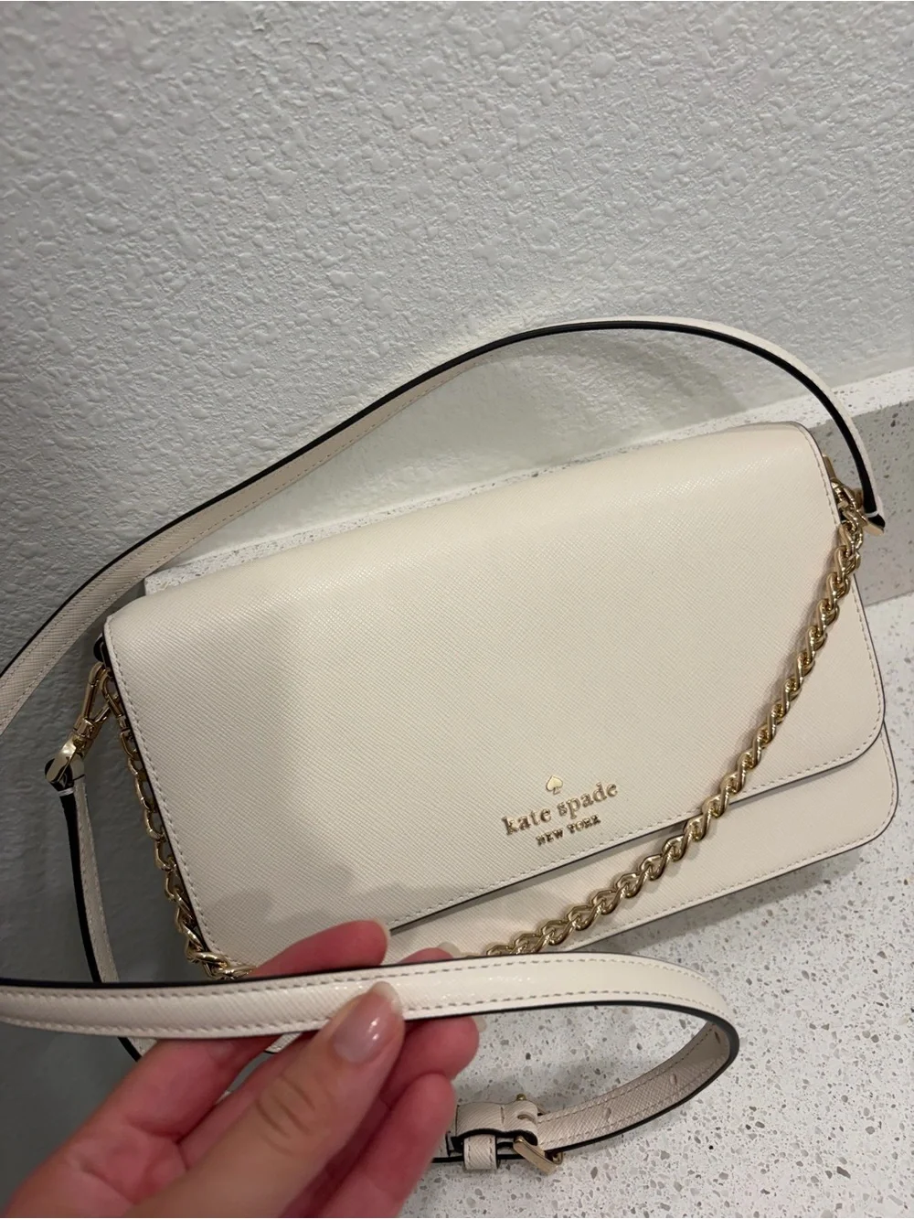 Kate Spade Madison Flap Crossbody Bag White Leather Purse KC430 NWOT Ivory FS